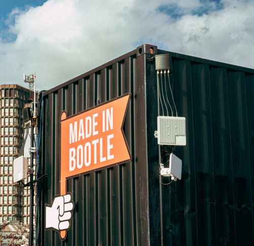Salt & Tar - Made in Bootle sign on an industrial building. Photography by Luke Blake