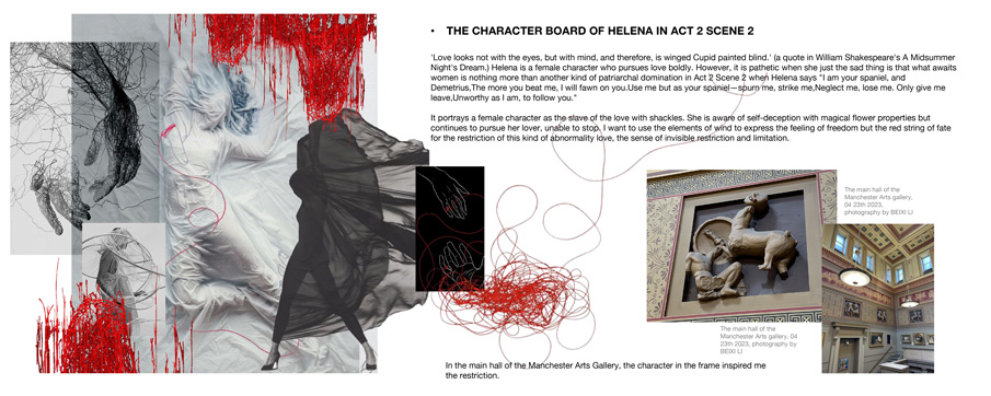 The character board of Helena in Act 2 Scene 2