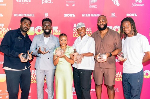 Picture of six of the SoulFest winners, holding their trophies.